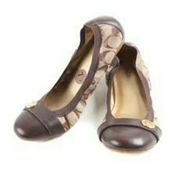 Coach Signature Ballet Flats Khaki Brown - Picture 6 of 6